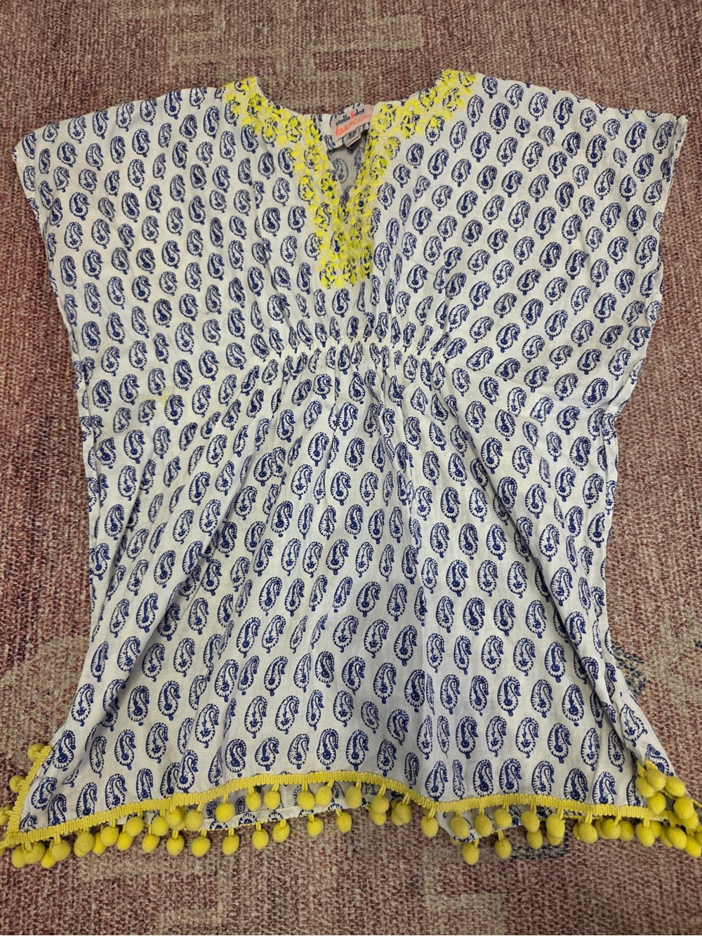 Stella and Dot kids size small/medium beach tunic swim cover paisley tassle